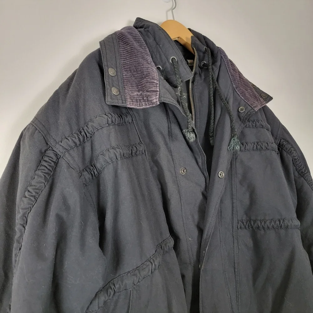 Vintage Oui Int’l Men’s Large Flight Jacket Cotton Bomber Black Jacket
